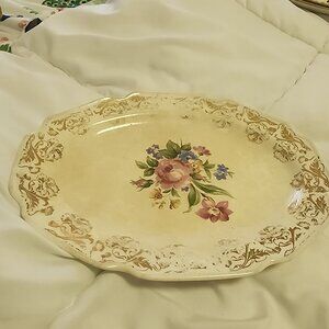 Vintage Stetson China Co. 22kt. gold oval serving platter Formal Party